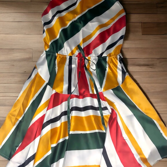 NWT Burgundy & Marigold Stripe Dress, Sz. M - Picture 5 of 8